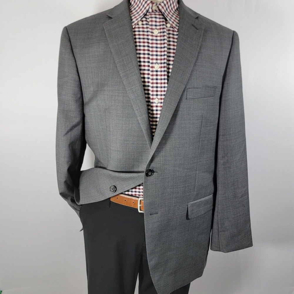 Calvin Klein‎ Men's Sport Coat Blazer Two Button Gray Sharkskin Wool Size 46L